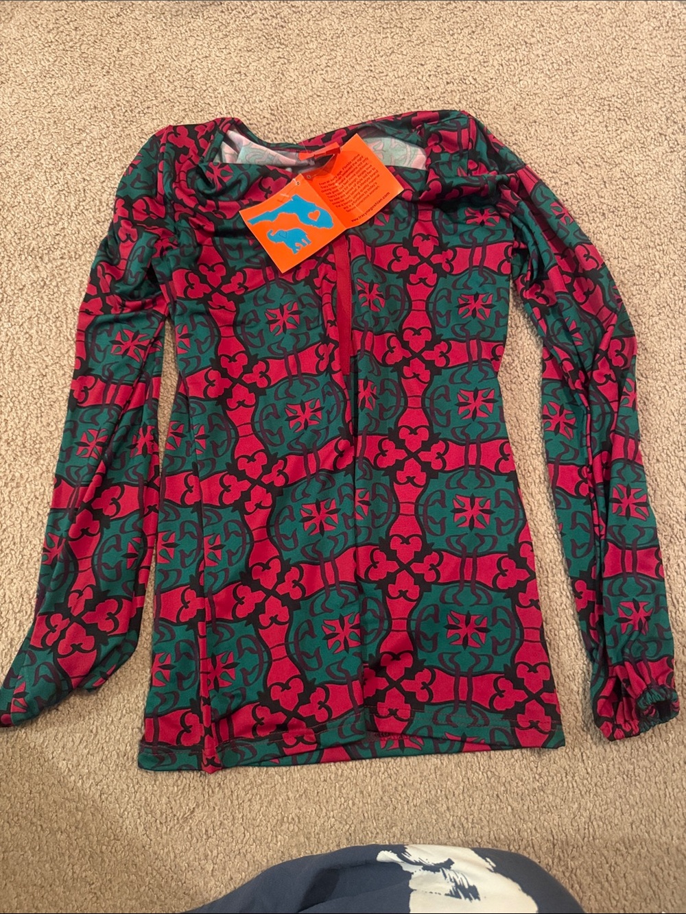 Tracy Negoshian Teal & Magenta Geometric Floral Top